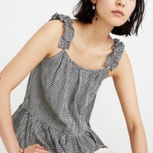 NWT Madewell Ruffle-Strap Cami Top in Gingham, black and white